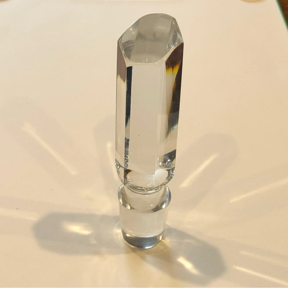Vintage Six Sided Oblong Clear Glass Decanter Stopper Substantial 6”